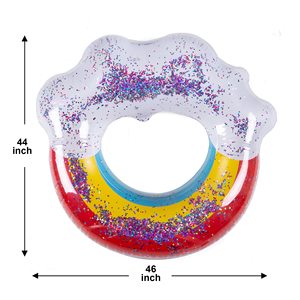 Swimming <strong>Float</strong> <strong>Inflatable</strong> Ring Raft Rings PVC Child Buoy Rainbow Print Swim Pool Party for Children From 6 to 12 Water Sports - Product Image 2