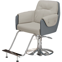 Chaise de barbier de salon avec revêtement en cuir PU, design contemporain, pompe hydraulique et base ronde pour usage commercial