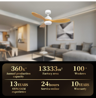 Ventilateur de plafond moderne décoratif de 48 pouces avec télécommande, moteur DC silencieux à faible bruit, vente en gros