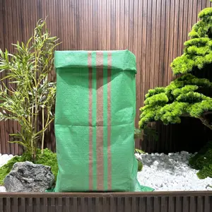 La Chine fournisseur polypropylène 5kg 25kg 50kg sac de riz laminé Pp tissé sac couleur verte avec des rayures rouges