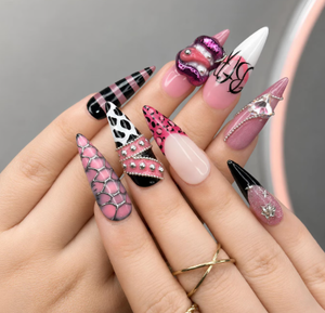 <span class=keywords><strong>Uñas</strong></span> Postizas Cuadradas con Diseño de Mariposa Rosa y Negra Estilo Y2K, <span class=keywords><strong>Uñas</strong></span> Stiletto <span class=keywords><strong>Largas</strong></span> Hechas a Mano con Flores 3D, <span class=keywords><strong>Uñas</strong></span> Góticas para Salón de Belleza - Product Image 3