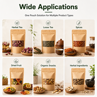 Sachet Doypack Personnalisé en Papier Kraft avec Fenêtre et Fermeture Zip Refermable pour Emballage de Thé, Herbes, Épices, Fruits Séchés et Aliments Biologiques