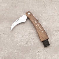 Couteau champignon pliant multifonction en stock Manche en bois Lame en acier inoxydable pour gaucher Passe au lave-vaisselle Cuisine antidérapante