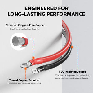 <span class=keywords><strong>Cable</strong></span> de batería LiTime, Cables de inversor de energía de batería de 4AWG, <span class=keywords><strong>Cable</strong></span> de batería de cobre estañado de oxígeno para coche, motocicleta Solar Marina RV - Product Image 2