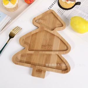 Plateau en bois pour arbre de Noël, plateau à collation divisé pour la décoration des fêtes - Product Image 1