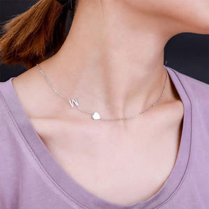 Collier ras du cou en plaqué or Rose et argent pour femme, bijoux personnalisés, avec petite lettre <span class=keywords><strong>initiale</strong></span>, vente en gros - Product Image 2