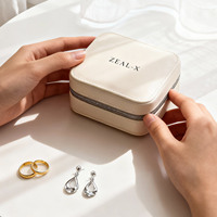 Boîte cadeau écologique personnalisée pour ensemble de bijoux avec miroir intégré, compartiments séparés et fermeture éclair, toucher doux