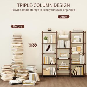 Étagères à livres en bois, cinq grands étagères de présentation, hautes, indépendantes, ouvertes, adaptées à la maison, au bureau, au salon - Product Image 5