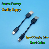 Kabel Pengisian Daya Tipe-C Pendek Panjang 10cm PVC Ramah Lingkungan Kabel Pengisian Cepat USB-ke-Tipe-C Berkualitas Tinggi 2A Hitam