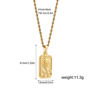 Mode Rvs Star Moon Zon <span class=keywords><strong>Tarot</strong></span> Kaarten Hanger Ketting Hypoallergeen 18K Gouden Zirkoon Tag Hanger - Product Image 6