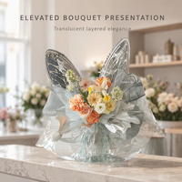 Papier d'emballage pour fleurs en papier sulfurisé enduit imperméable coréen avec motif d'ailes de papillon en cristal, marque FLORA VALLEY, TOP Vendeur 2025