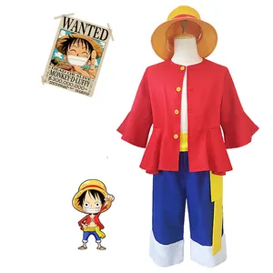 Halloween Adult Kids Anime Heroes - Luffy Red Coat Cosplay Cosutme Festival  Perform Cosplay Costume