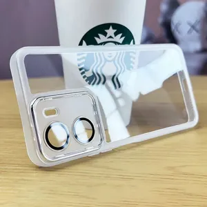 Luxo <span class=keywords><strong>Lens</strong></span> Film Phone Case Para VIVO Y16 Y35 Y35M Y53T Y56 5G 360 Câmera Protetora Clara Soft Silicone Capa Traseira Moda Armadura - Product Image 1