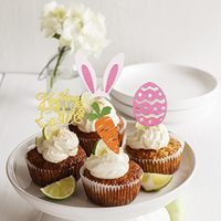 Oster-Kuchendekoration, Karotten-Häschen-Osterei-Cupcake-Topper für Babyparty Geburtstagstorten-Dekorationen
