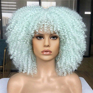 Peluca Explosiva AliExpress para Mujer Europea y Americana, <span class=keywords><strong>Cabello</strong></span> <span class=keywords><strong>Corto</strong></span> Rizado, Seda de Alta Temperatura, Hecha a Máquina, Puede Permanecer y Teñirse - Product Image 3