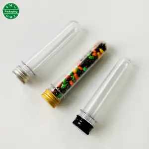 25 x 140 MM 45ml PET bottles Plastic Test Tube With Screw aluminum lids for wedding party use