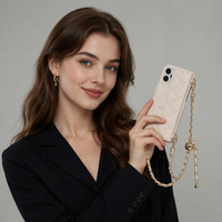 Casing Dompet Kulit Anti Benturan untuk iPhone 12 13 14 Pro Max 15 16 Plus dengan Slot Kartu, Kantong, dan Tali Rantai