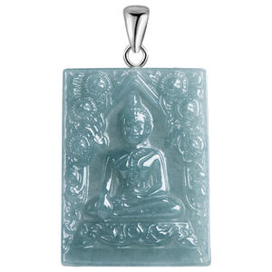 Pendentif <span class=keywords><strong>Bouddha</strong></span> en Jadeite Naturelle Bleu Eau Flute, Argent S925, Bijoux pour Hommes d'Asie du Sud-Est, Statues <span class=keywords><strong>de</strong></span> <span class=keywords><strong>Bouddha</strong></span> Thaïlandaises D502 - Product Image 5