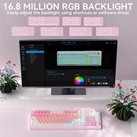Clavier sans fil AULA F3099 2,4 GHz avec rétroéclairage chromatique, multi-appareils, batterie intégrée, clavier de saisie pour ordinateur domestique