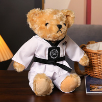 Ours en peluche de karaté de 25 cm, ours en peluche adorable, cadeaux pour les enfants de taekwondo, cadeaux de ceinture noire pour les filles et les garçons
