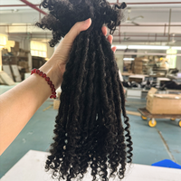 Extensions de Locs en Cheveux Humains Naturels avec Pointes Bouclées, 100% Faits Main, Méthode Originale de Dreadlocks au Crochet