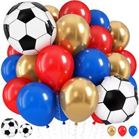 Ensemble de ballons de football 4D, ballons en feuille d'aluminium, ballons en latex à confettis étoiles dorées et bleues, décoration de fête d'anniversaire sportive pour garçon