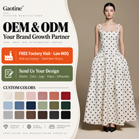 Robe de soirée formelle blanche à pois, col carré, sans manches, coupe trapèze, longueur cheville, pour femme, personnalisable OEM/ODM, vente en gros
