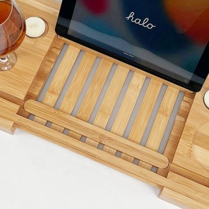 <strong>Bamboo</strong> <strong>Bath</strong> Caddy Bathtub <strong>Tray</strong> with Caddle Jar Christmas Gift - Product Image 3