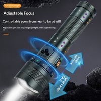 Lampe torche tactique LED rechargeable en alliage d'aluminium, étanche IP54, lumière blanche et jaune, lumière vive pour le camping