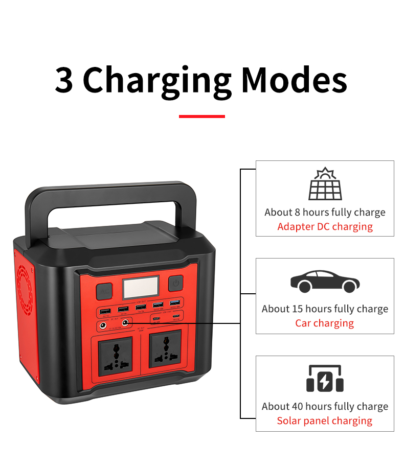 300W 500W AC DC Output Solar Energy Generator Portable Camping Power Station For Laptop