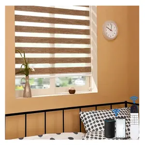 Manual Blackout Zebra Blinds Double Layer Fabric Shade Day And Night Zebra Blinds