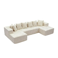 Canapé modulaire surdimensionné en forme de U, convertible en lit, avec double chaise longue sectionnelle, poche de rangement latérale et oreillers personnalisables