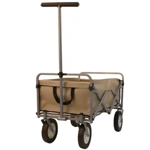 Outdoor Foldable Wagon Collapsible Trolley Beach Cart With 4 Big Wheels