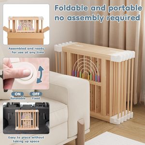Parc de jeu Montessori pour bébés, parc de jeu pliable en bois à 10 panneaux avec verrou de sécurité, grand centre d'activités éducatives - Product Image 4