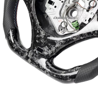 Volant de direction sport de luxe, style cockpit, cuir perforé, fond plat, ergonomique personnalisé, en fibre de carbone forgée