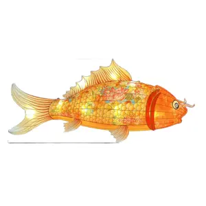 2023 atractivo pez linterna colgante antiguo chino farolillos arte espacial escultura pez Led motivo luz Visual Merchandising