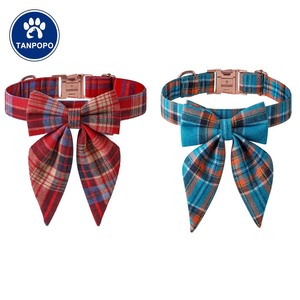 Tanpopo ปลอกคอสุนัขผูกโบว์ลายสก๊อตสีโรสโกลด์แบบอังกฤษอุปกรณ์เส<span class=keywords><strong>ร</strong></span>ิมของขวัญวันเกิดแฟชั่นคริสต์มาส - Product Image 6