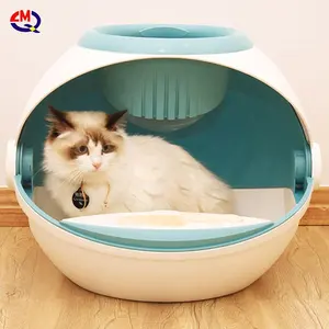 Bac à litière fermé en plastique pour chats, fournitures de nettoyage pour animaux de compagnie, grand format, toilettes, tapis, bac à litière