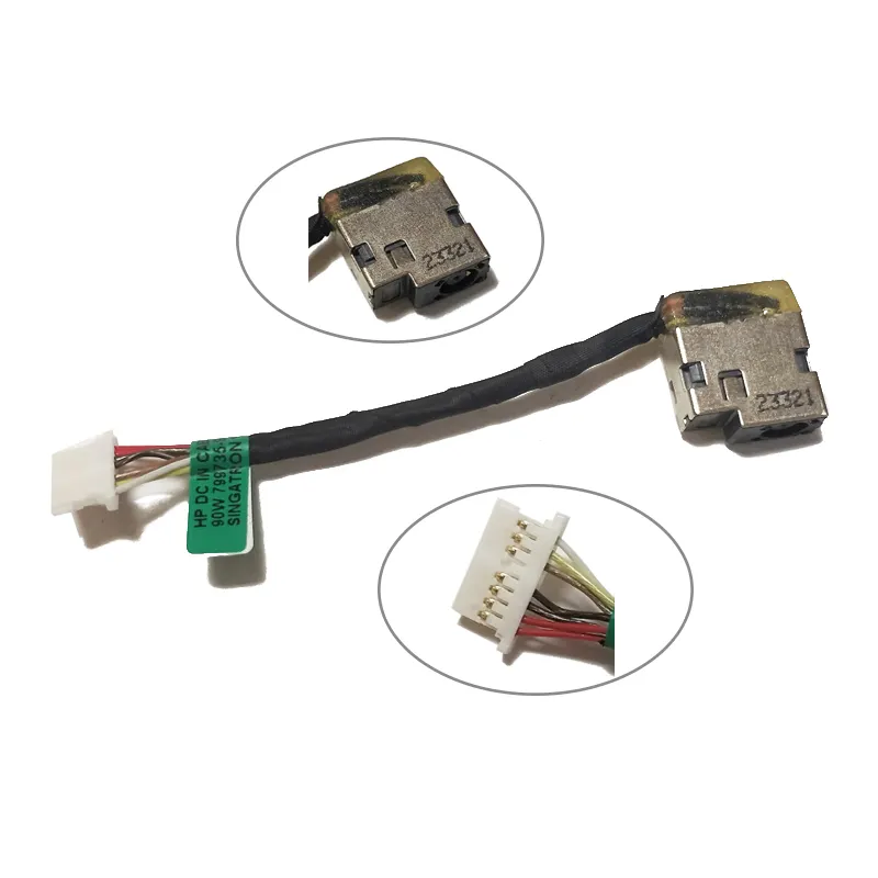 Cabo conector de tomada dc para laptop, fio de cabo de conector para hp DV6-6000 série (pj878)