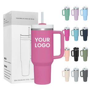 แก้วน้ำเก็บความร้อนแบบขายส่ง ขนาด 40 ออนซ์ แก้วกาแฟแบบพกพา ผนังสองชั้น สุญญากาศ ฉนวนกันความร้อน สแตนเลส พร้อมหูจับ - Product Image 1