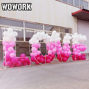 2026 WOWORK Fushun Grandes lettres métalliques 3D creuses, cadres en <span class=keywords><strong>fil</strong></span> métallique <span class=keywords><strong>pour</strong></span> ballons, supports d'<span class=keywords><strong>arche</strong></span> et chiffres <span class=keywords><strong>pour</strong></span> anniversaires, événements et fournitures de mariage - Product Image 3