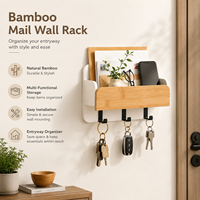 Organisateur de maison décoratif en bambou, porte-clés, boîte de rangement pour articles divers, étagères murales multifonctionnelles