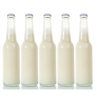 Bouteilles rondes en verre transparent pour bière, lait de soja, 300ml, 30cl, 330ml, 33cl, vente en gros