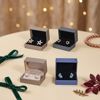 Boîte à boucles d'oreilles de luxe en cuir PU brossé, dorée, argentée, bleue, petite, pour bijoux, étui cadeau moderne, présentoir métallique pour elle