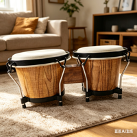 New Popular Traditional Wooden Music Instrument Bongo Wholesale Leather Conjoined Twin Drum YH Brand D037-2 Silver Black OEM