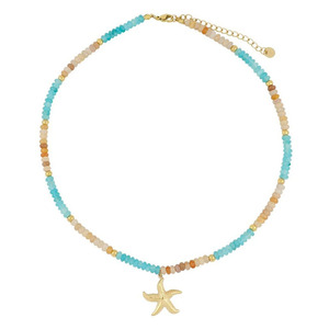 Gemnel, recién llegado, precio al por mayor, a granel, plata 925, cuentas de piedra Natural personalizadas, collar de mar de estrella de mar - Product Image 1