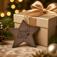 Décorations de Noël personnalisées en cuir PU gravées au laser, à double face, vierges et gravables, ornements de Noël en similicuir