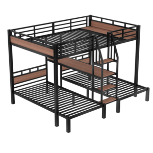 <span class=keywords><strong>Lit</strong></span> superposé double moderne avec bureau, armoire et station de charge - Poste de travail compact pour adultes, idéal pour appartement - Product Image 6