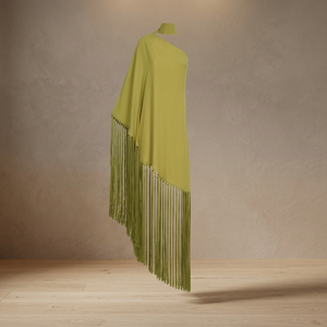 Robe de soirée élégante asymétrique à une épaule, coupe trapèze, longueur genou, taille basse, couleur unie, en coton et soie, sans manches, respirante - Product Image 3
