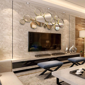 <span class=keywords><strong>Miroir</strong></span> mural de luxe tridimensionnel pour salon et <span class=keywords><strong>salle</strong></span> <span class=keywords><strong>à</strong></span> <span class=keywords><strong>manger</strong></span>, arrière-plan suspendu, cadre métallique, <span class=keywords><strong>miroir</strong></span> d'accent - Product Image 2
